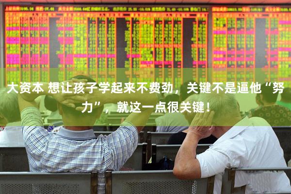 大资本 想让孩子学起来不费劲,关键不是逼他“努力”,就这一点很关键!
